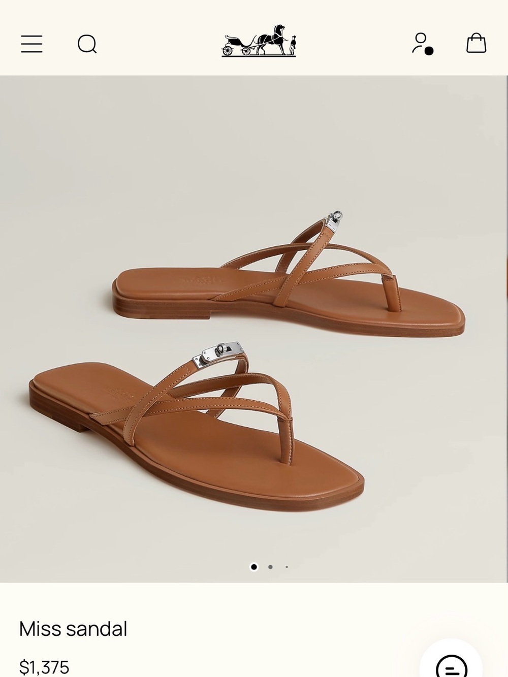 Hermes Tan Leather Strappy Flat Sandals